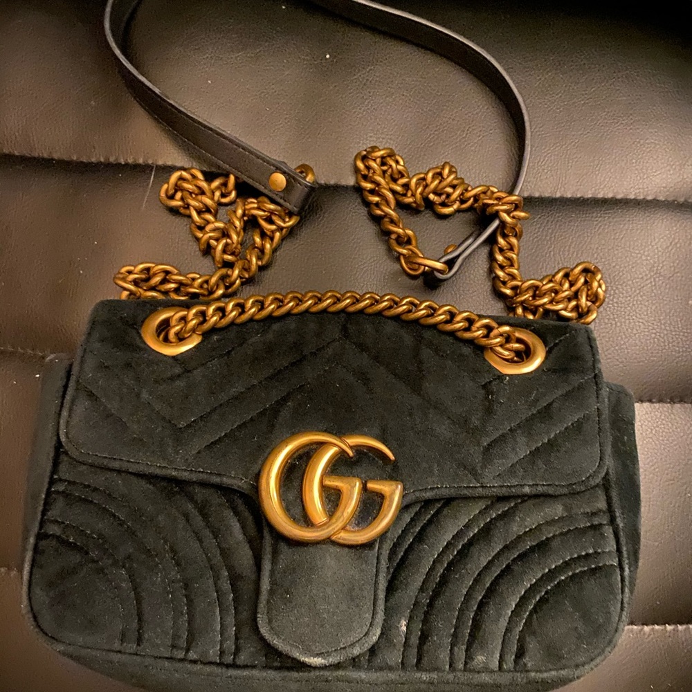 GG Marmont matelassé shoulder (suede)